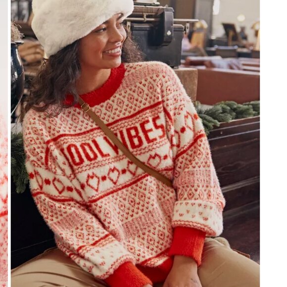 NWOT Aerie Flurry Oversized Crew Sweater in sunburst Cool Vibes Large - Picture 5 of 11